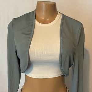 Cider Blue Gray Cropped Cardigan Shrug